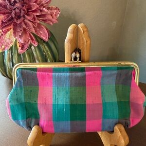 Peck & Peck Vintage Colorful Plaid Kiss-lock Clutch